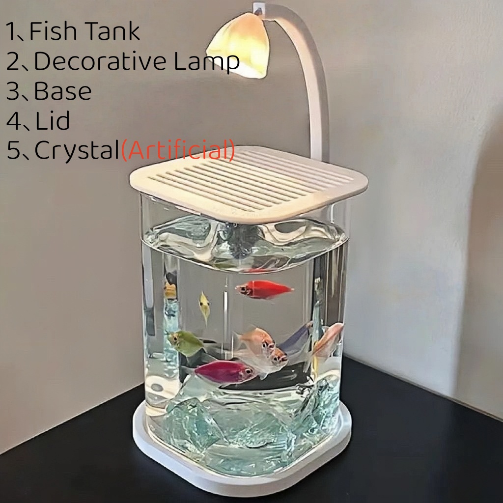 Aquarium Fish Low Maintenance - Frameloze deksel met LED-verlichting, klein aquarium