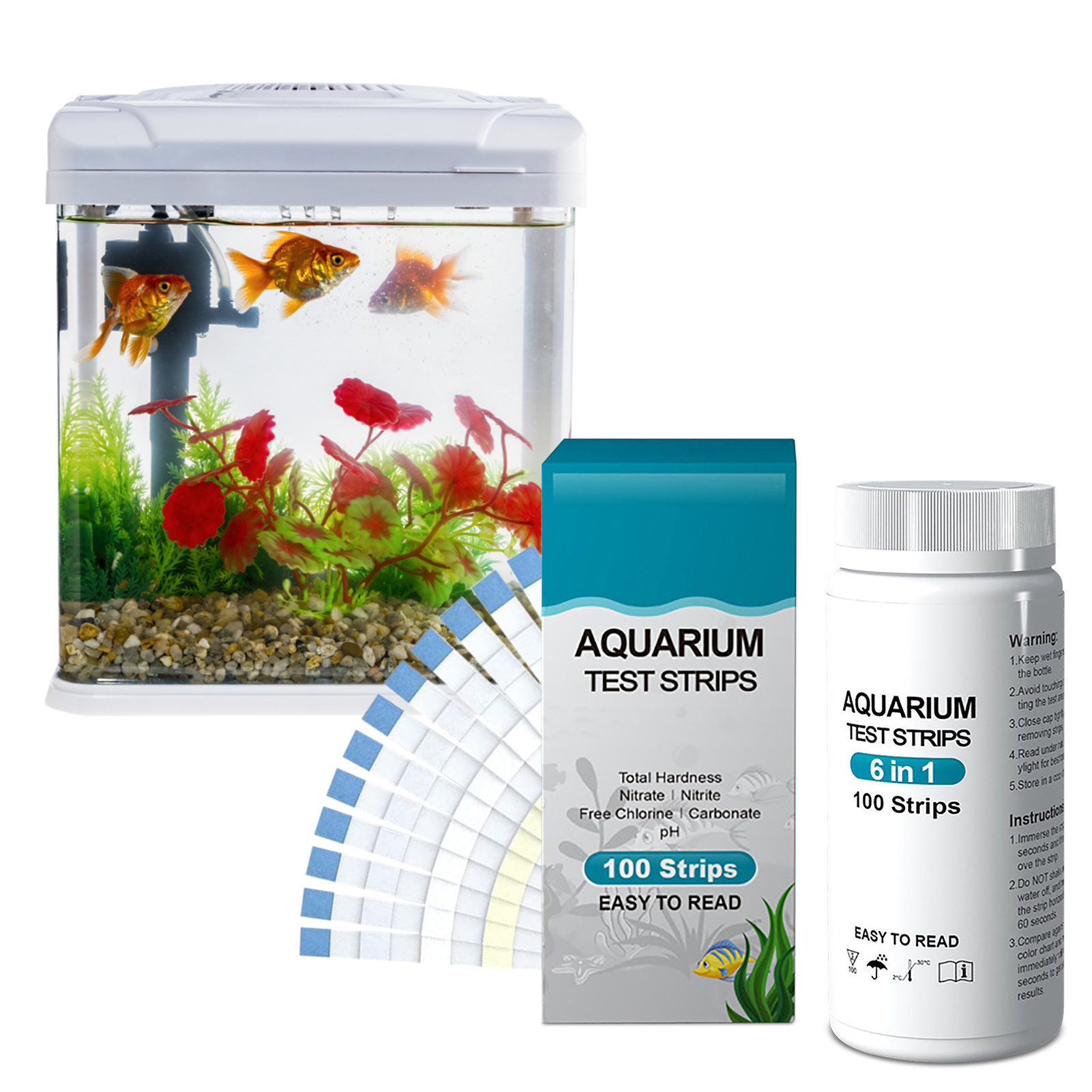 Aquarium Fish Quality - 100 stks 6-in-1 Waterkwaliteit Teststrips Kit
