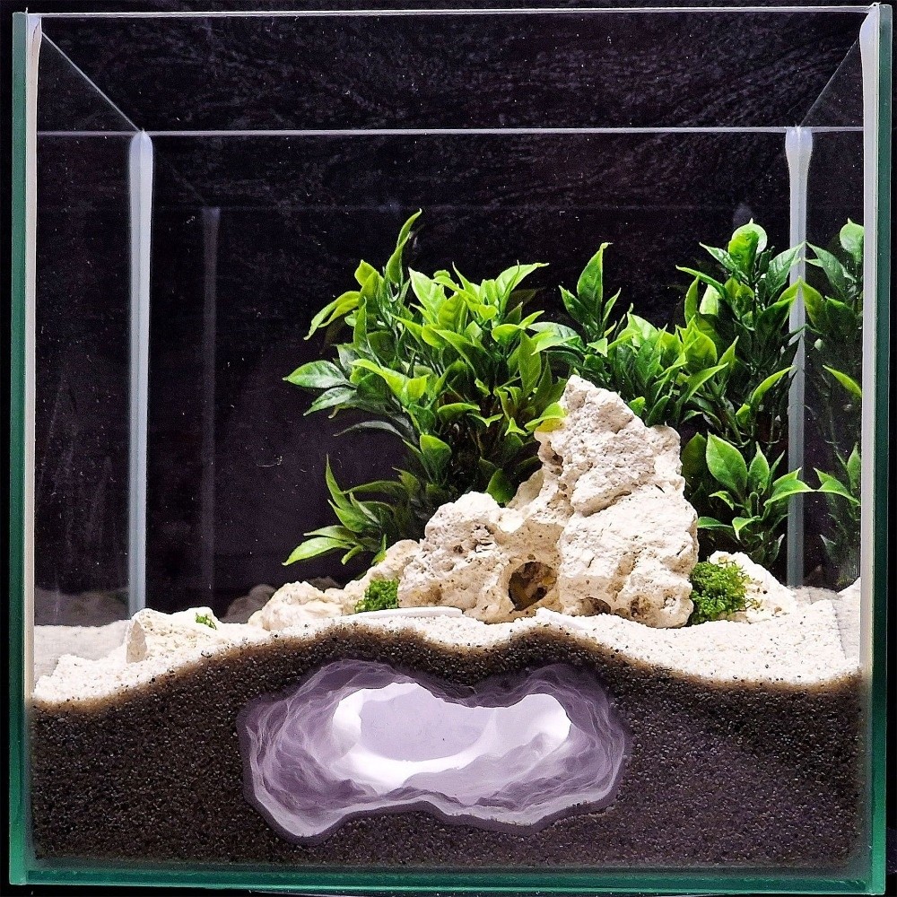 Aquarium Fish Hideout - Hoogrealistisch gedetailleerd aquariumlandschap 3D-geprint, rotsen, grot,