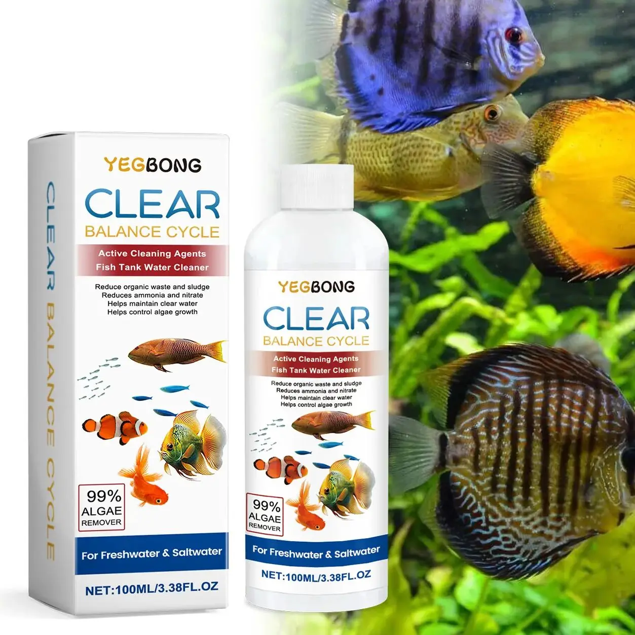Aquarium Fish Quality - Algenverwijderaar voor aquariums, helder vuil water,