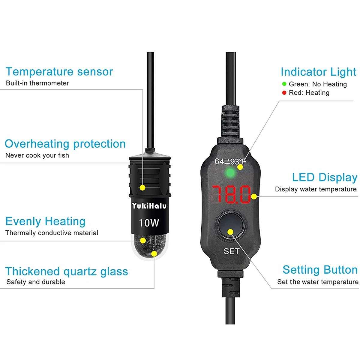 10W verstelbare aquariumverwar - Aquarium Heater Submersible recensie en prijs