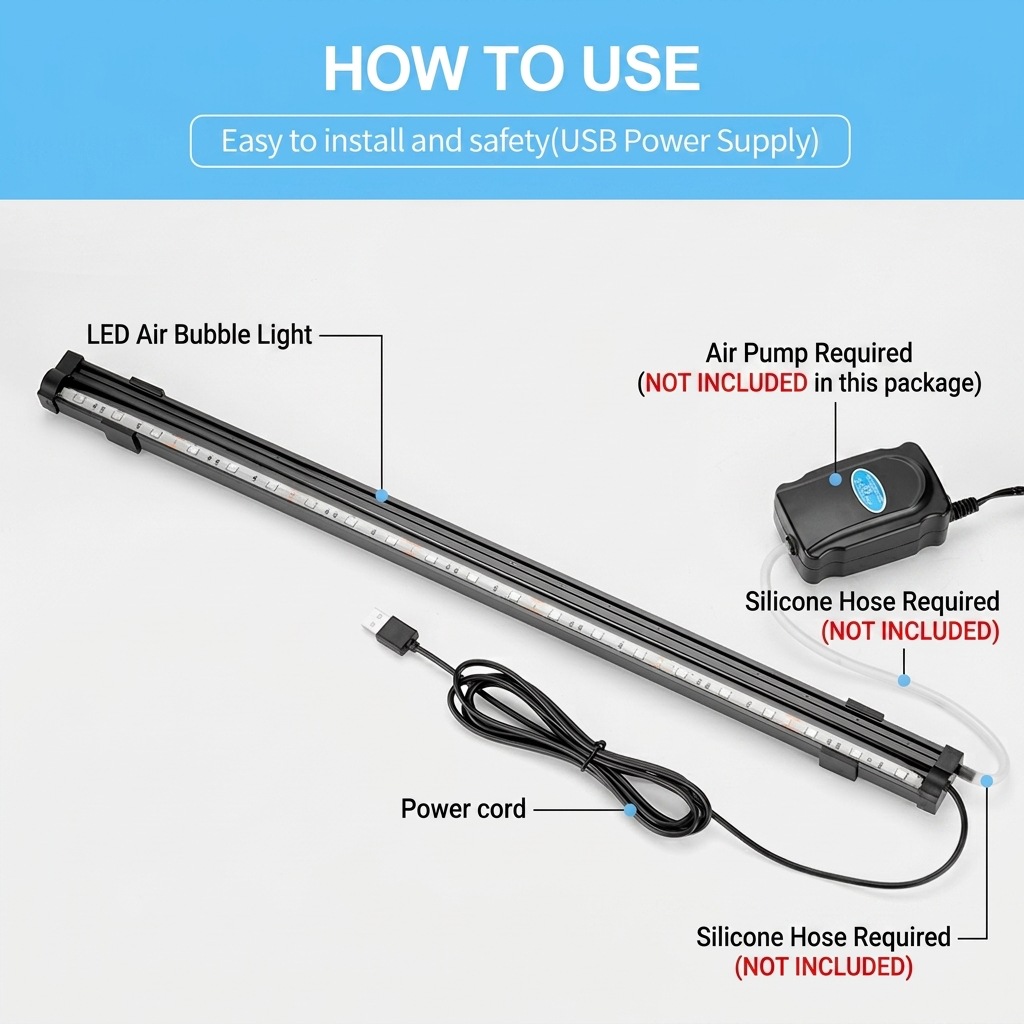 USB LED Aquarium Luchtbellenli - Aquarium Fish Colorful recensie en prijs